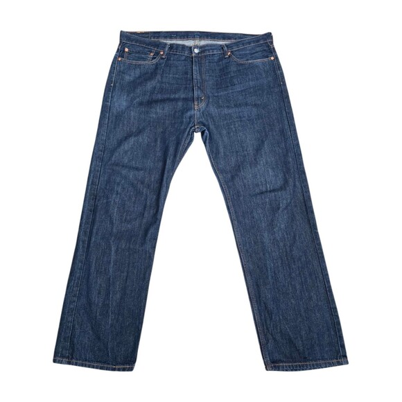 Levi’s 505 Jeans Mens Size 42x32 Straight Leg Dark Wash Blue Denim 100% Cotton - Picture 1 of 13